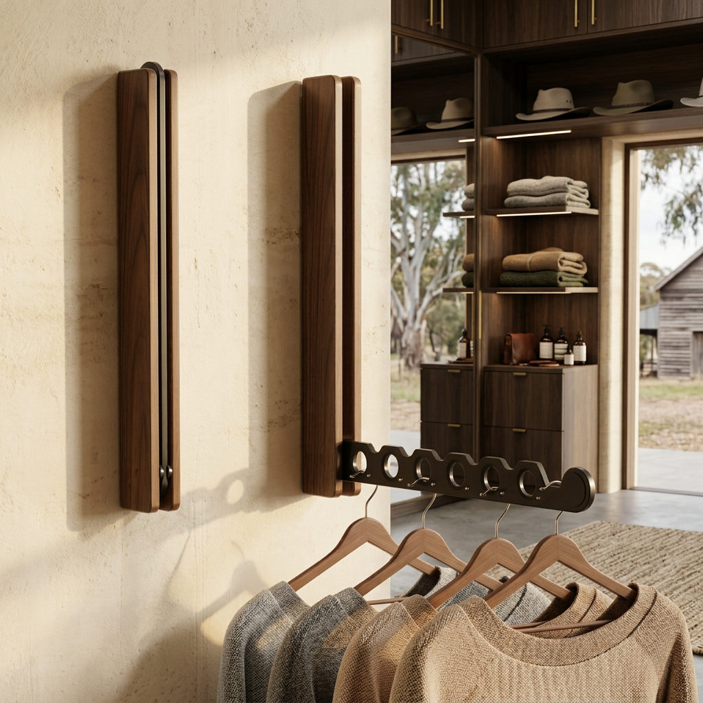 Perchero colgador de pared versátil, diseño plegable para optimizar espacio en entrada, dormitorio o lavandería.