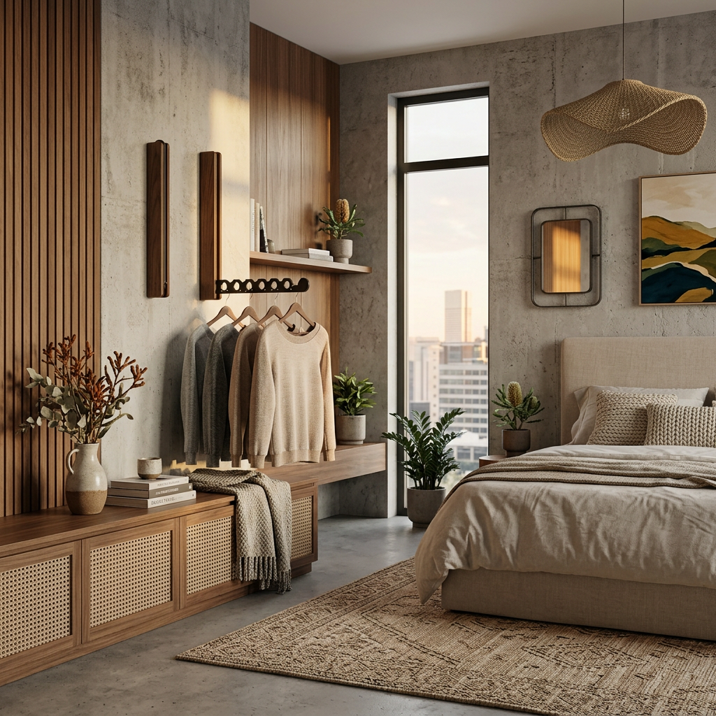 Gancho de pared plegable para ropa, solución de almacenamiento minimalista en entrada o dormitorio.