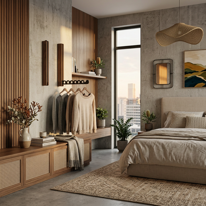 Gancho de pared plegable para ropa, solución de almacenamiento minimalista en entrada o dormitorio.