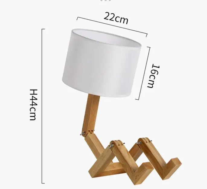 Lámpara de mesa articulada de madera, diseño moderno. Ideal para estudio, oficina o como lámpara de noche.