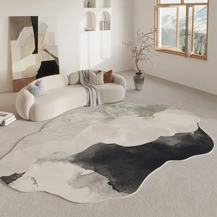Alfombra de hogar antideslizante, estilo acuarela retro irregular, perfecta para decoración moderna del salón.