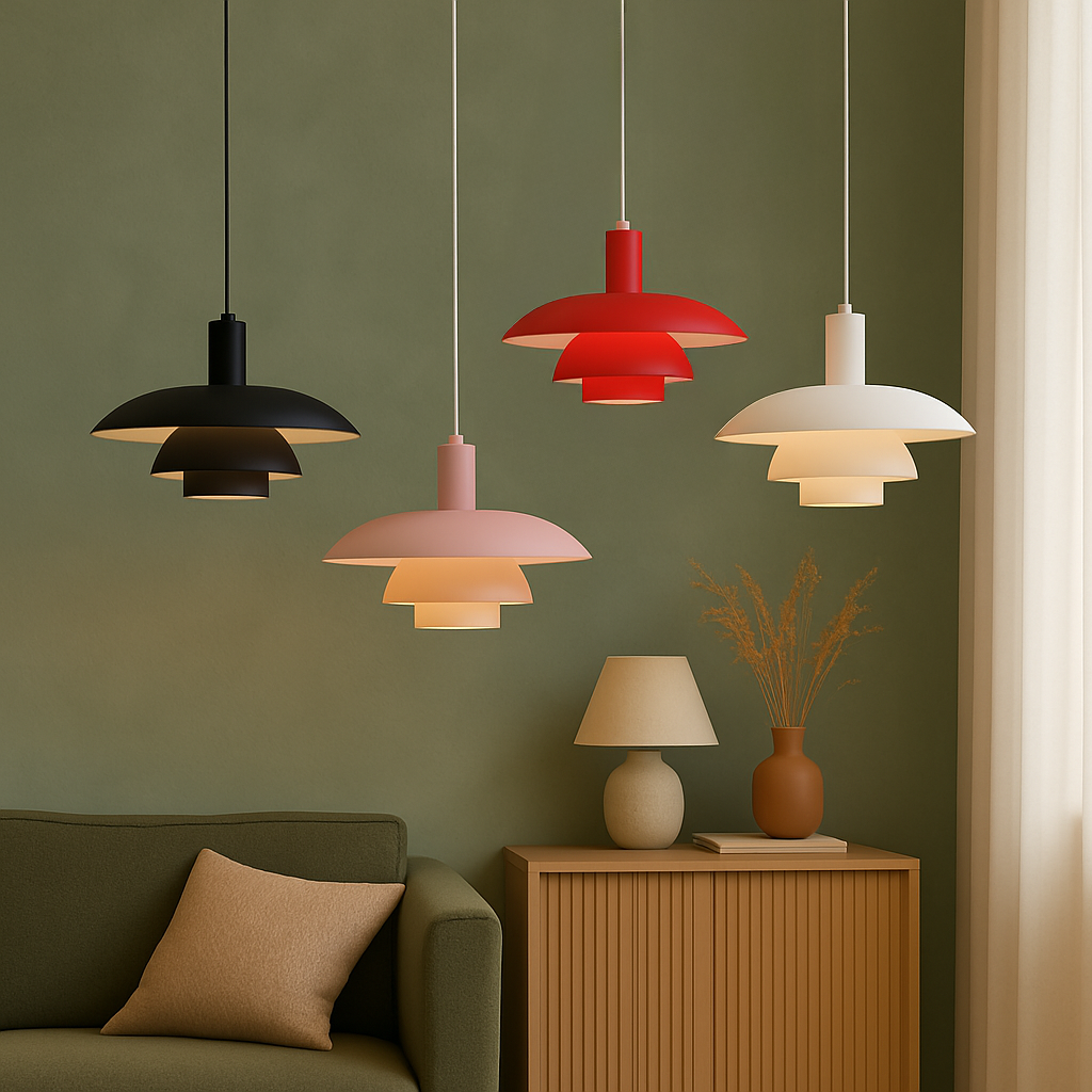 Lámpara de cono negra mate, estilo nórdico, perfecta para iluminación de acento en comedores.
