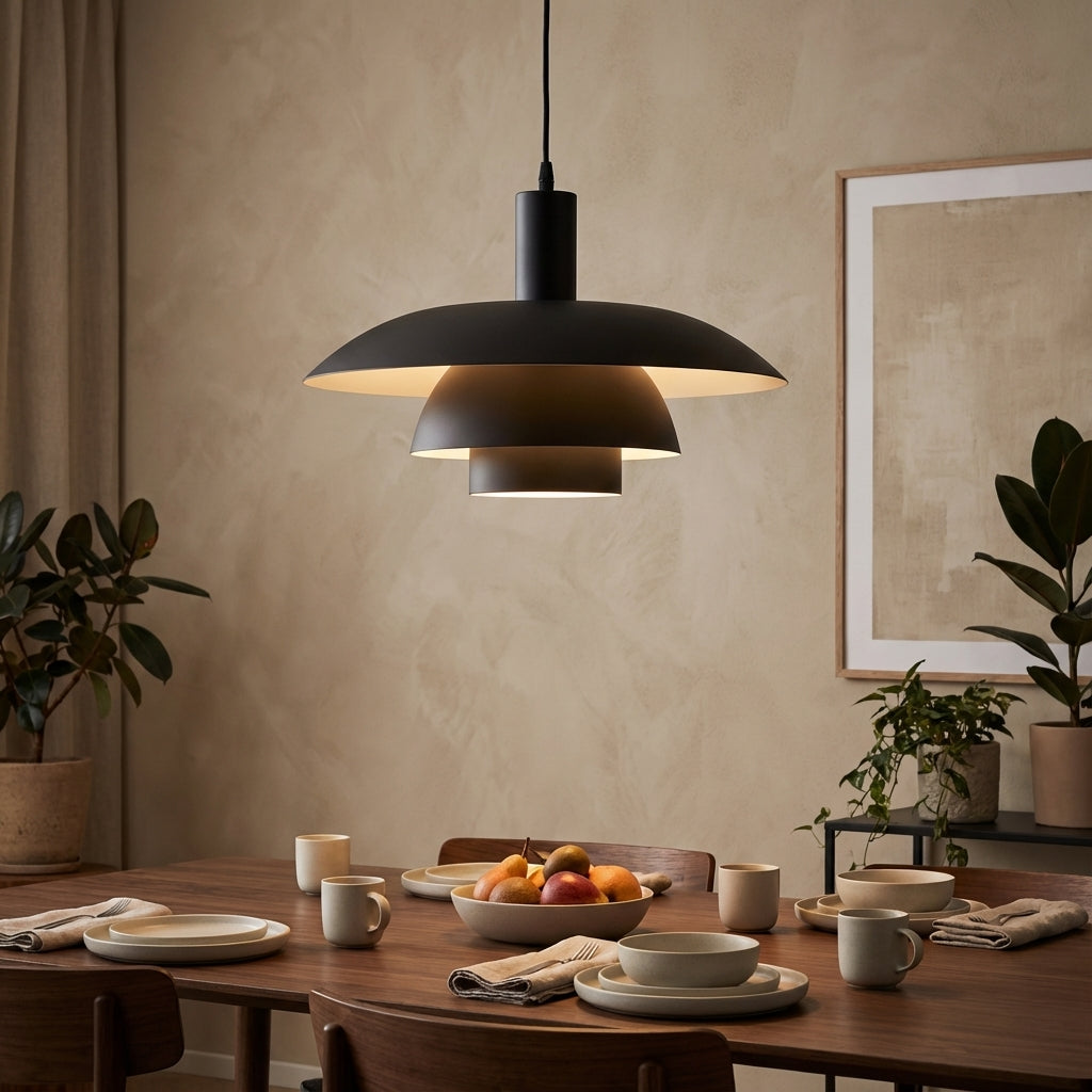 Lámpara colgante escandinava de cono para comedor, estilo moderno y minimalista.