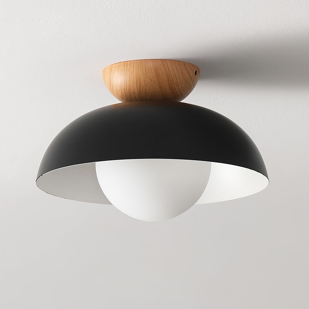 Foco de techo redondo escandinavo, fabricado en metal y vidrio, perfecto para un hogar contemporáneo.