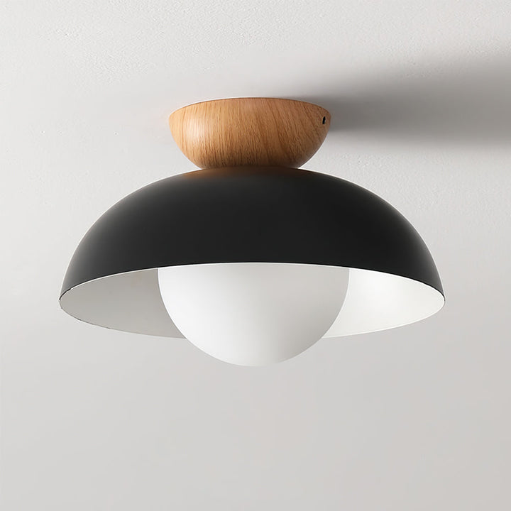 Foco de techo redondo escandinavo, fabricado en metal y vidrio, perfecto para un hogar contemporáneo.