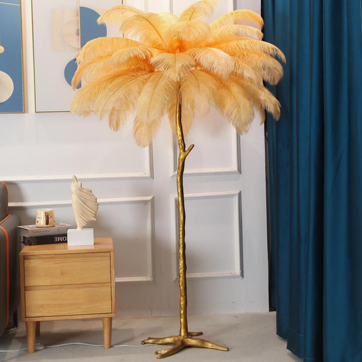 Decoración de hogar con lámpara de pie LED de lujo. Plumas de avestruz, 16 colores.