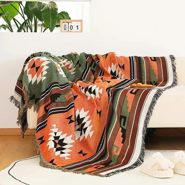 Manta decorativa para cama de dormitorio, tacto suave de poliéster y algodón, confort.