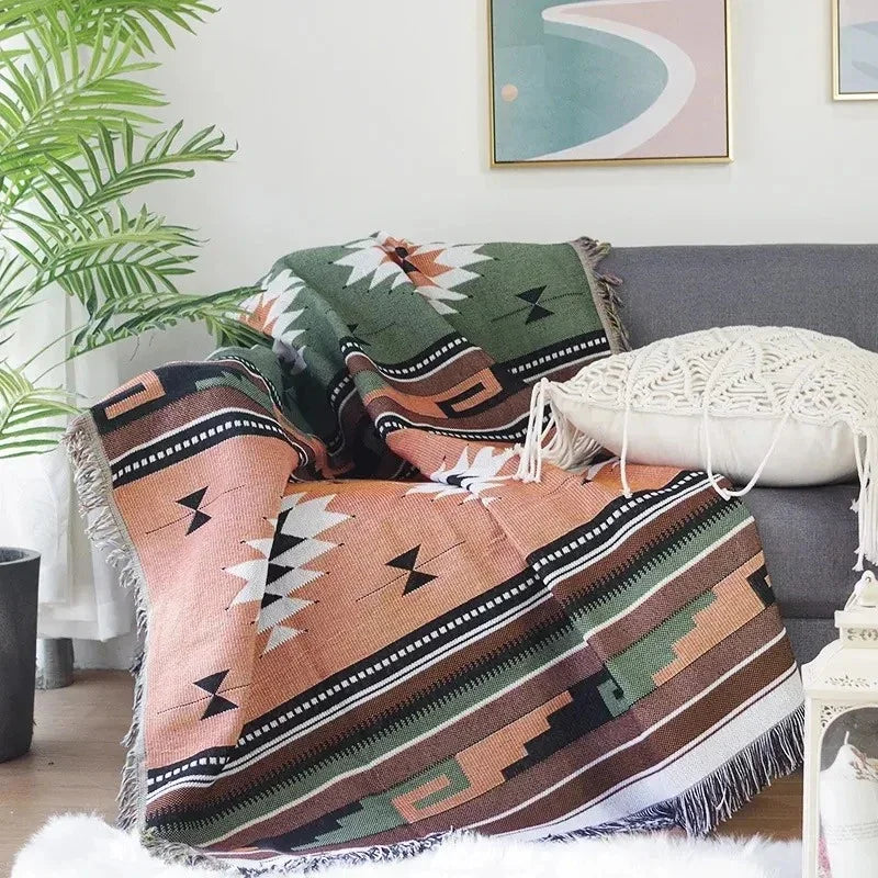 Manta lavable de poliéster y algodón, suave jacquard para salón y dormitorio, fácil de cuidar.