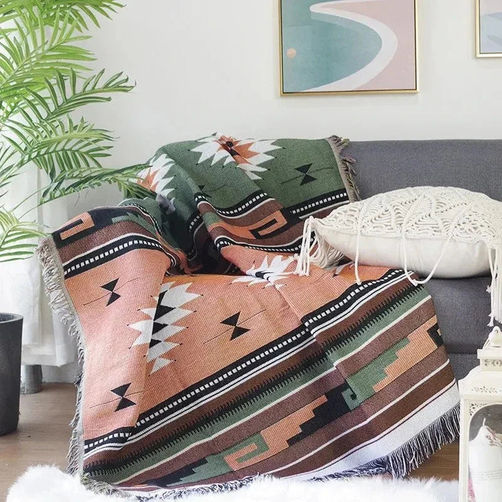 Manta lavable de poliéster y algodón, suave jacquard para salón y dormitorio, fácil de cuidar.