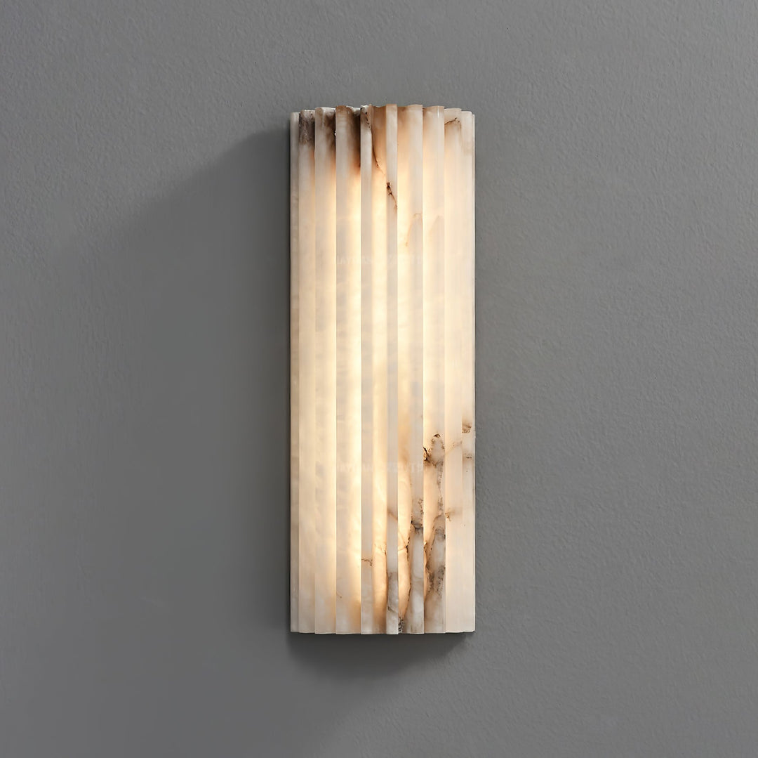 Lámpara de pared LED de alabastro, luz cálida regulable, ideal para crear un ambiente acogedor en tu hogar.