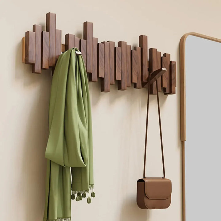 Perchero de pared decorativo. Solución de almacenamiento elegante para chaquetas, bolsos y sombreros.