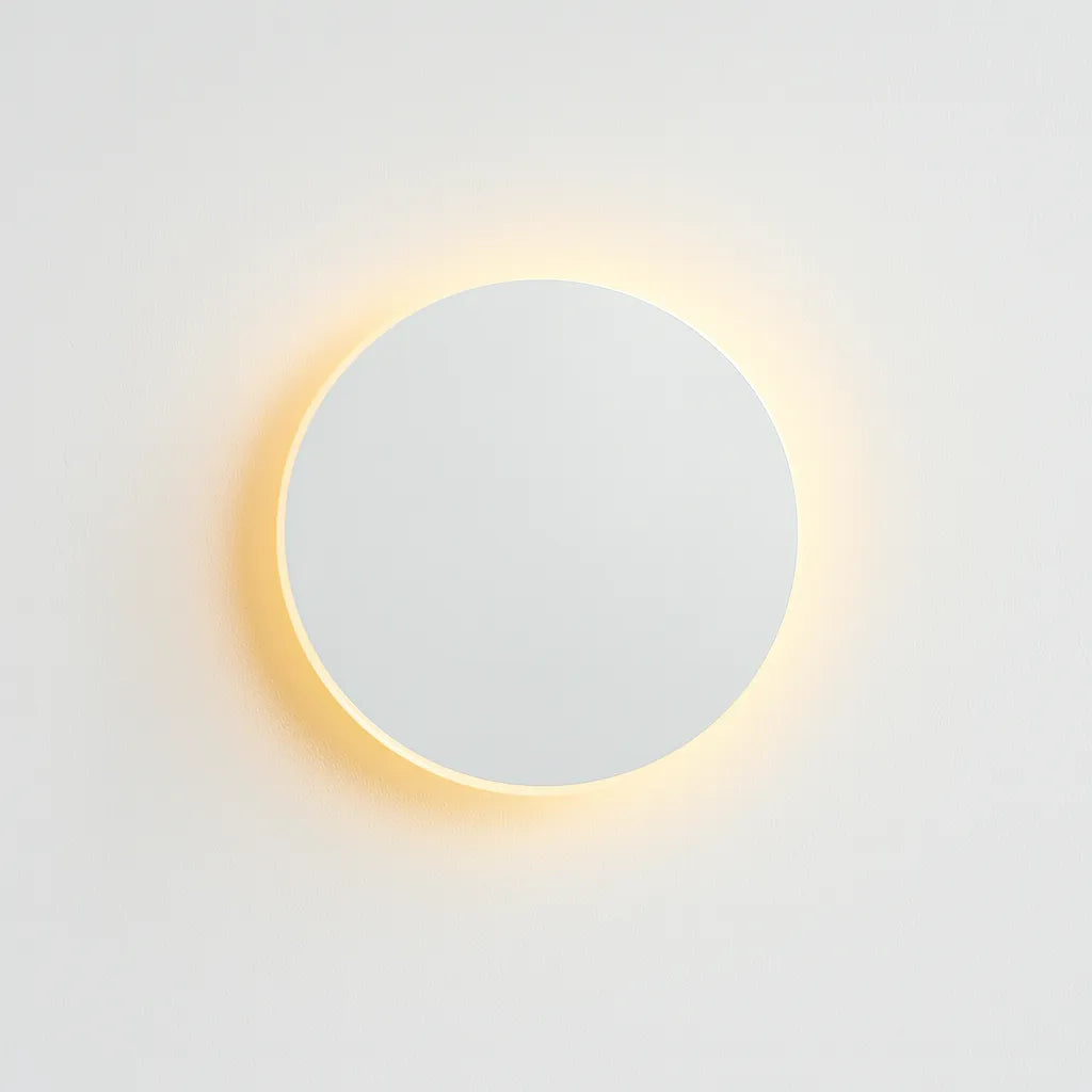 Iluminación de pared LED redonda, estilo minimalista. Perfecta para decoración interior o exterior.
