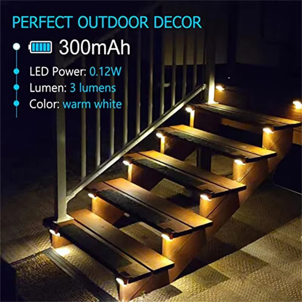 Lámpara solar LED resistente para escaleras de jardín, balcón. Iluminación automática exterior.
