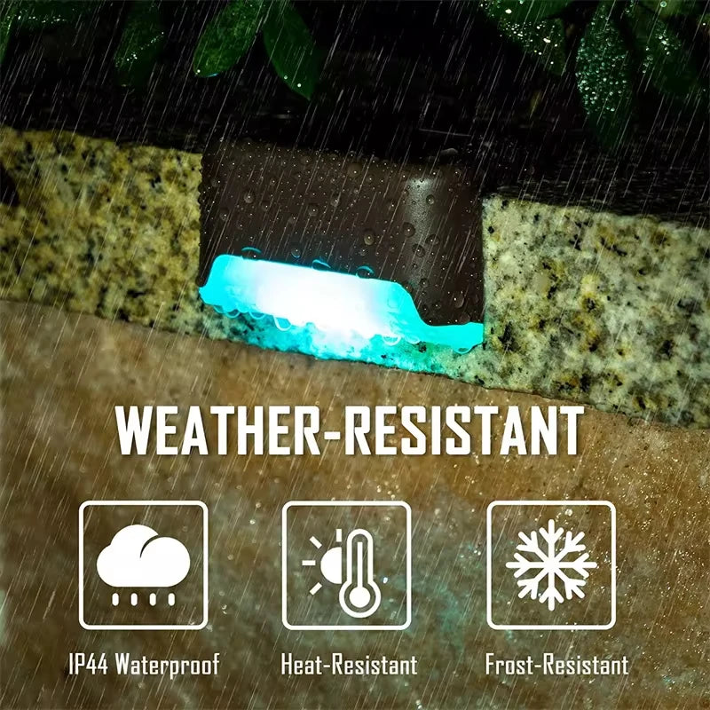 Luz solar LED automática para escaleras exteriores. Mejora la seguridad en jardines y terrazas.