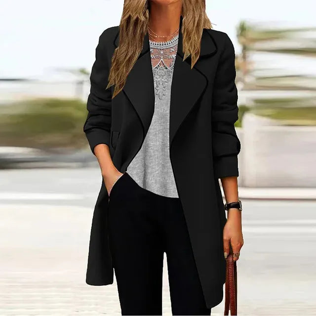 Trench coat CAMILA para mujer, abrigo largo de invierno con cuello clásico, ropa exterior elegante y cálida.