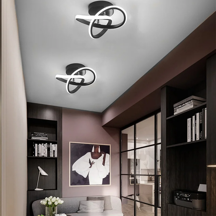 Luz de techo LED para salón, diseño contemporáneo, iluminación interior eficiente.