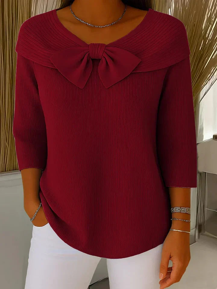 Blusa de manga larga para mujer, cuello V con lazo. Una prenda versátil y cómoda para tu armario de primavera.