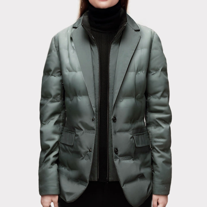 Abrigo cálido y elegante para mujer, acolchado y estilo blazer. Ideal para combatir el frío del invierno.