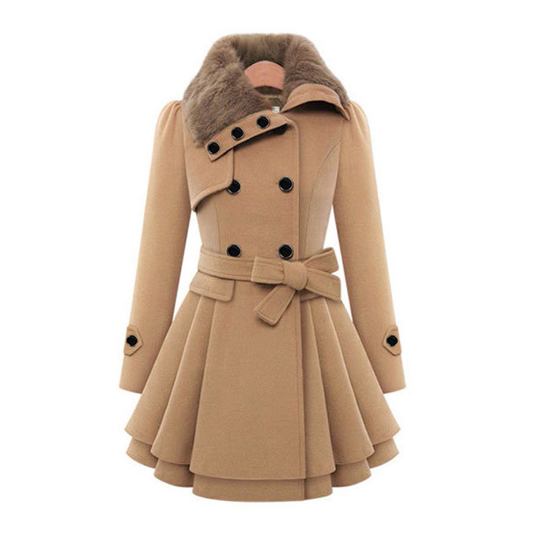 Abrigo largo cálido de invierno para mujer, ideal para el frío. Elegancia y confort.