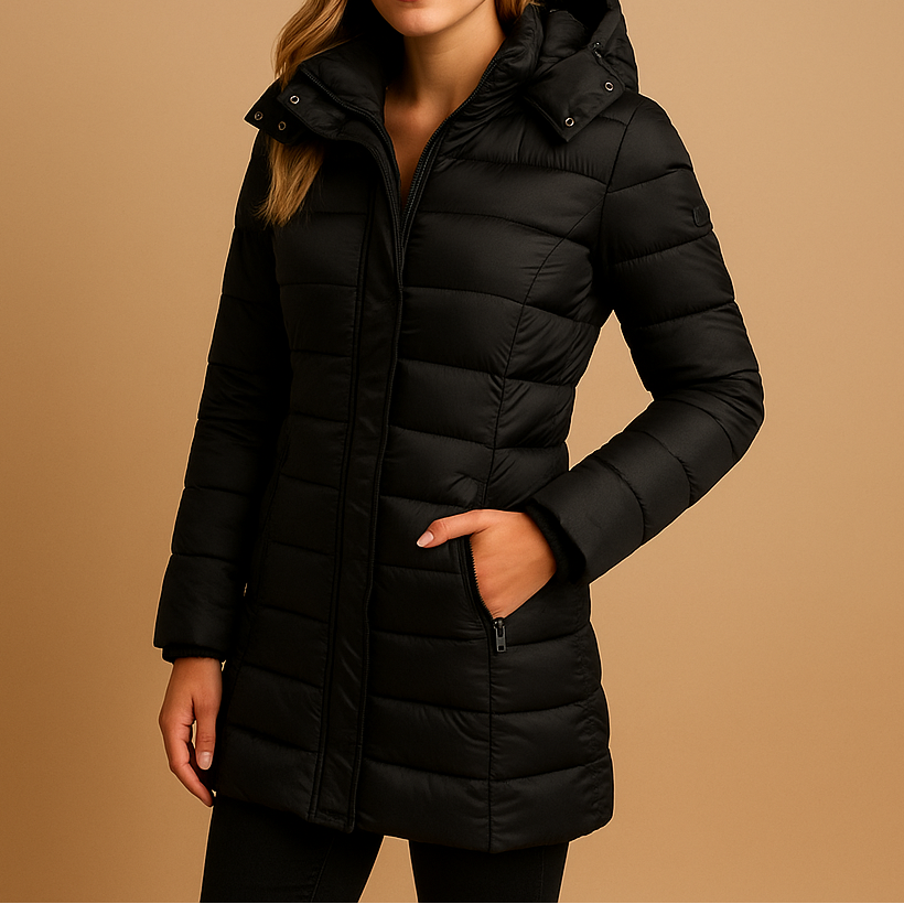 Chaqueta acolchada ligera de mujer, cálida y cómoda. Ideal para invierno y entretiempo sin volumen extra.