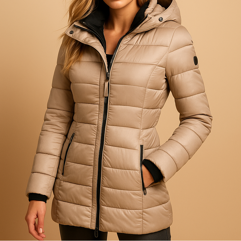 Chaqueta de mujer acolchada y elegante, versátil para entretiempo. Abrigo ligero y cálido para otoño/invierno.