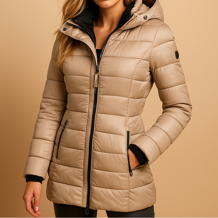 Chaqueta de mujer acolchada y elegante, versátil para entretiempo. Abrigo ligero y cálido para otoño/invierno.