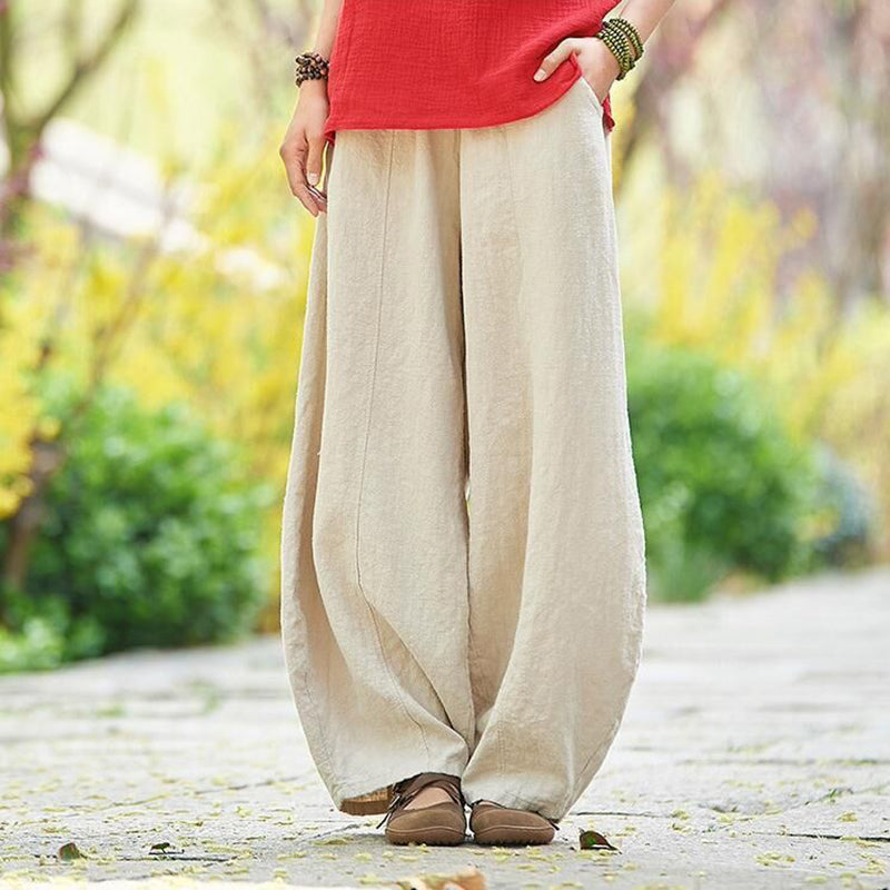 Pantalón de algodón mujer, cómodo y ligero, ideal para ocio o casual en primavera.