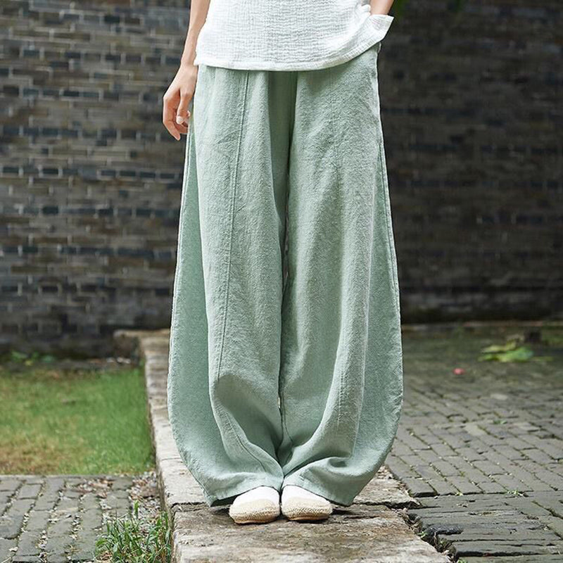Pantalón de algodón ligero para mujer, estilo casual, con cintura elástica cómoda.
