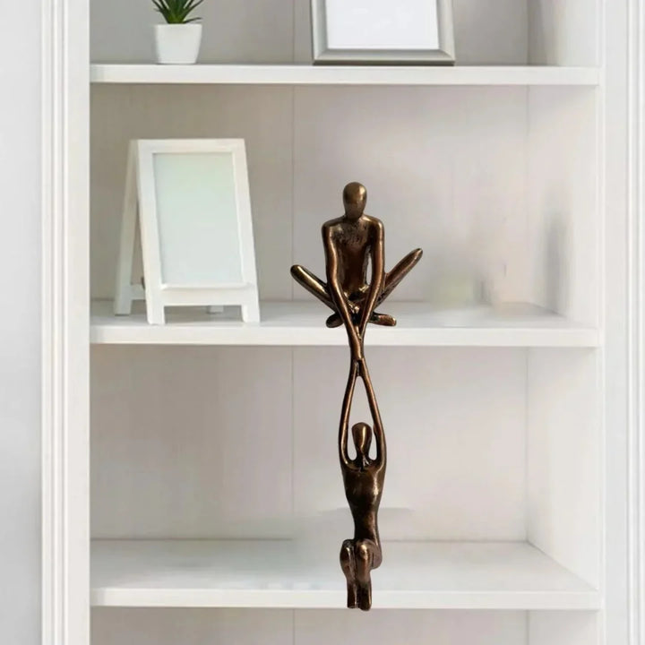 Arte minimalista negro/bronce, figuras abstractas decorativas para estante de sala, oficina o estudio.