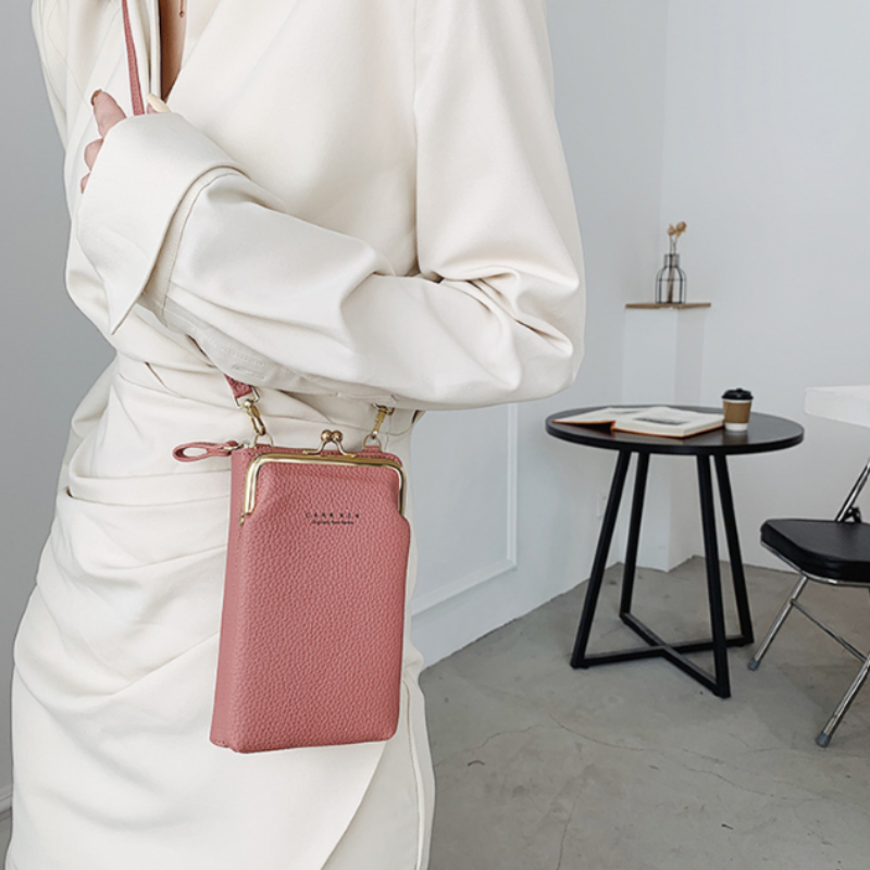Elegante bolso bandolera pequeño para móvil, diseño casual para mujer con correa ajustable, estilo y comodidad.