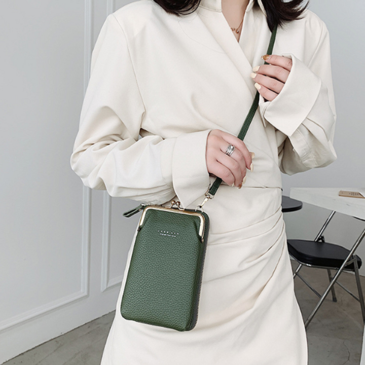 Práctico bolso pequeño bandolera para mujer, con correa ajustable para móvil, ideal para viajes y paseos urbanos.