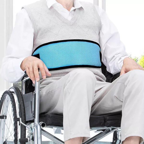 Cinturón de seguridad universal para silla de ruedas, protección ajustable para usuarios con movilidad reducida.