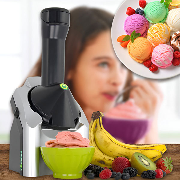 Máquina de cocina para helados y sorbetes. Ideal para postres caseros, fácil de limpiar, compacta y perfecta para veganos.