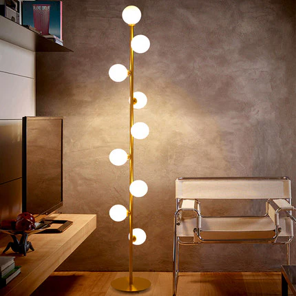 Lámpara de pie Celestina: luz LED esférica, diseño nórdico. Iluminación decorativa para el hogar.