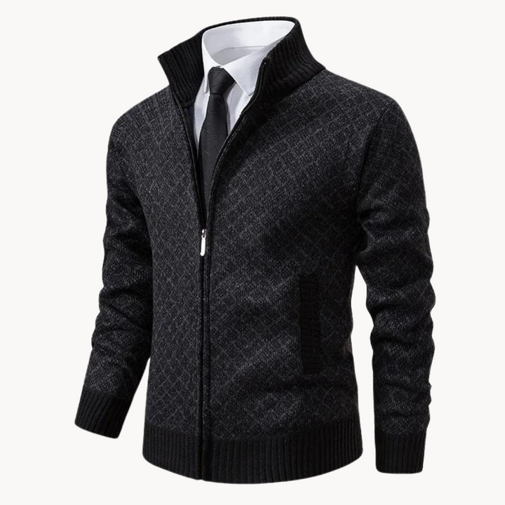 Chaqueta jacquard de punto para hombre, con cremallera, estilo moderno y elegante para invierno.