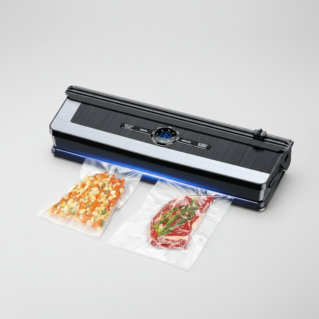 Sellador al vacío profesional 8 en 1 para alimentos, ideal cocina y conservación.