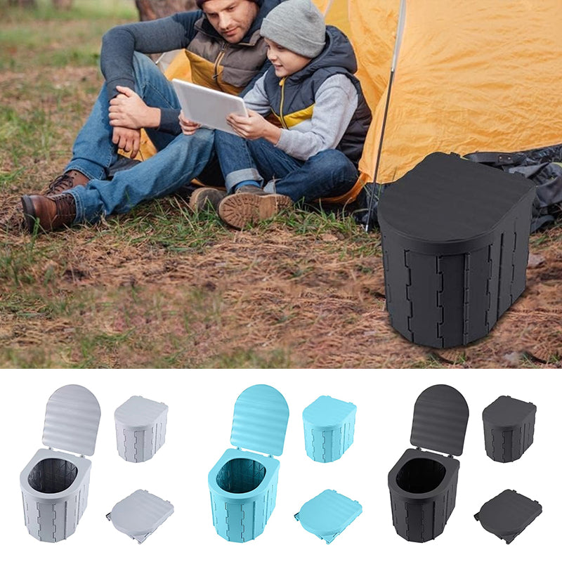 Diseño compacto de inodoro portátil plegable para acampadas y viajes con facilidad. Ligero y práctico.