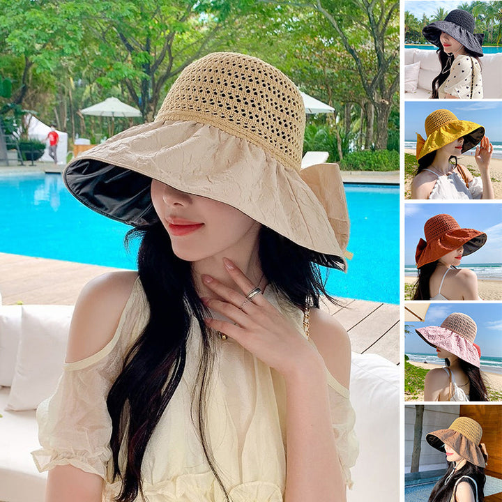 Sombrero de verano enrollable, mujer, diseño moderno, ala ancha, ideal para protegerte del sol.