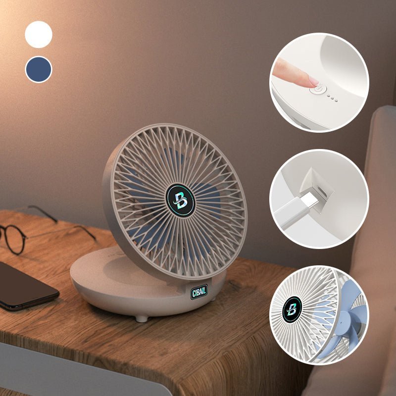 Ventilador de escritorio silencioso, ideal para estudiantes y oficina en casa, con carga USB.