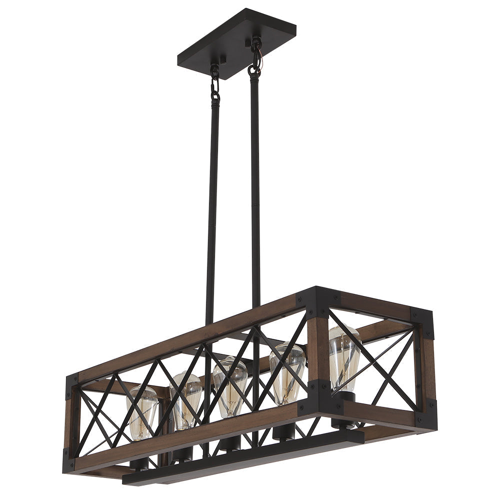 Candelabro de madera rústica granja, aporta calidez con 5 luces, perfecto para el hogar.