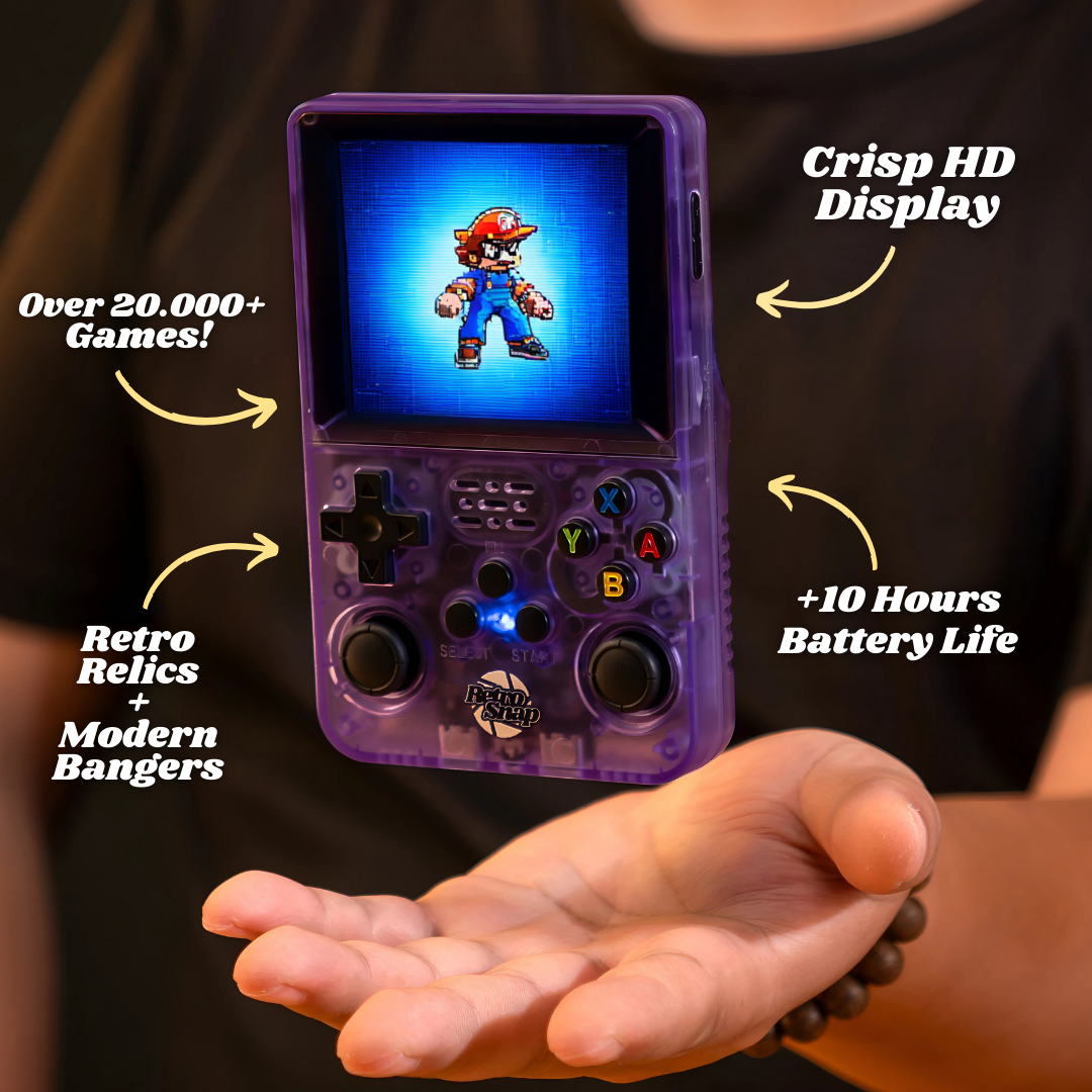 Consola de juegos retro de bolsillo. Diseño compacto, controles clásicos, pura nostalgia.