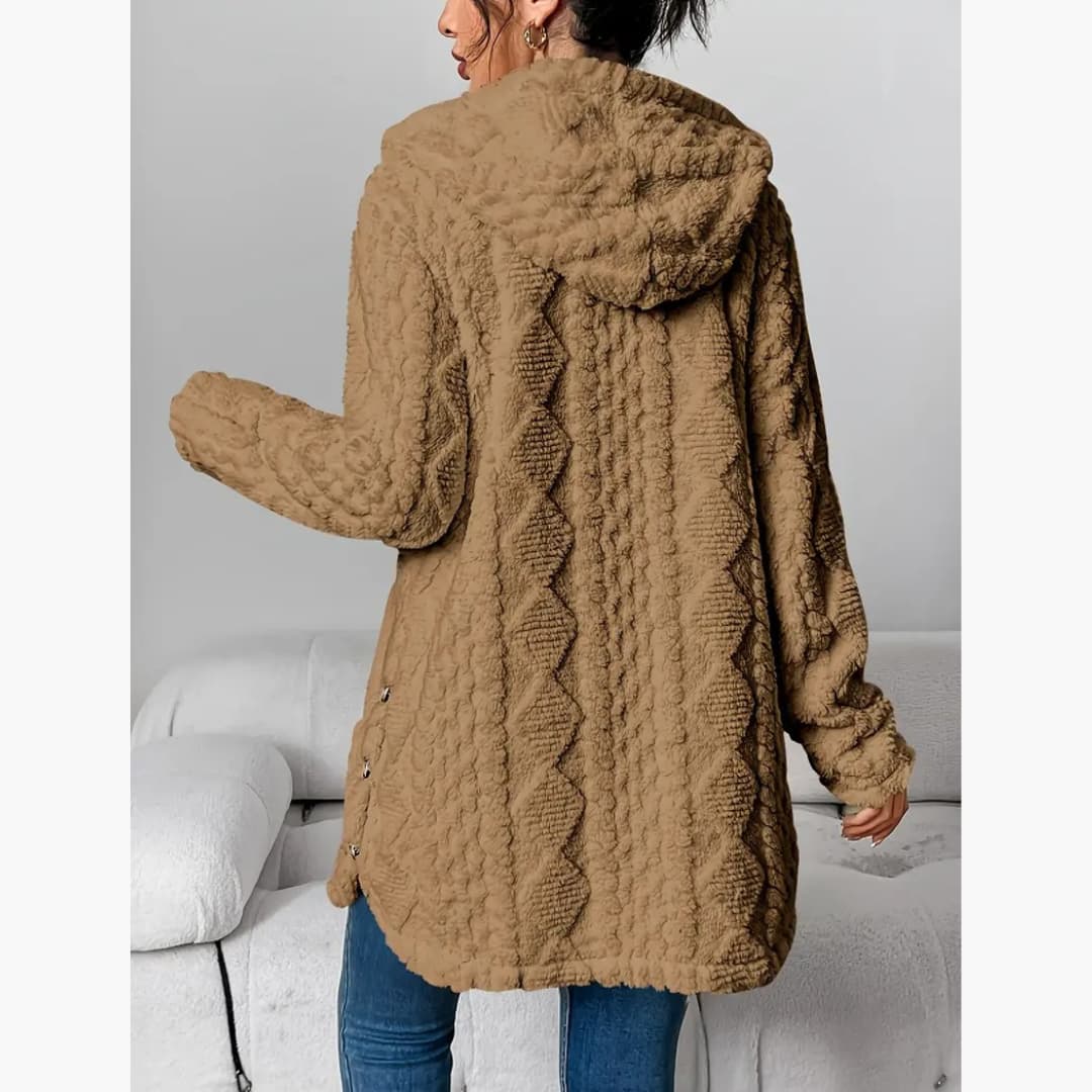 Cárdigan con capucha para mujer, forro polar interior para una calidez superior en invierno.