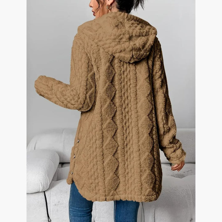 Cárdigan con capucha para mujer, forro polar interior para una calidez superior en invierno.