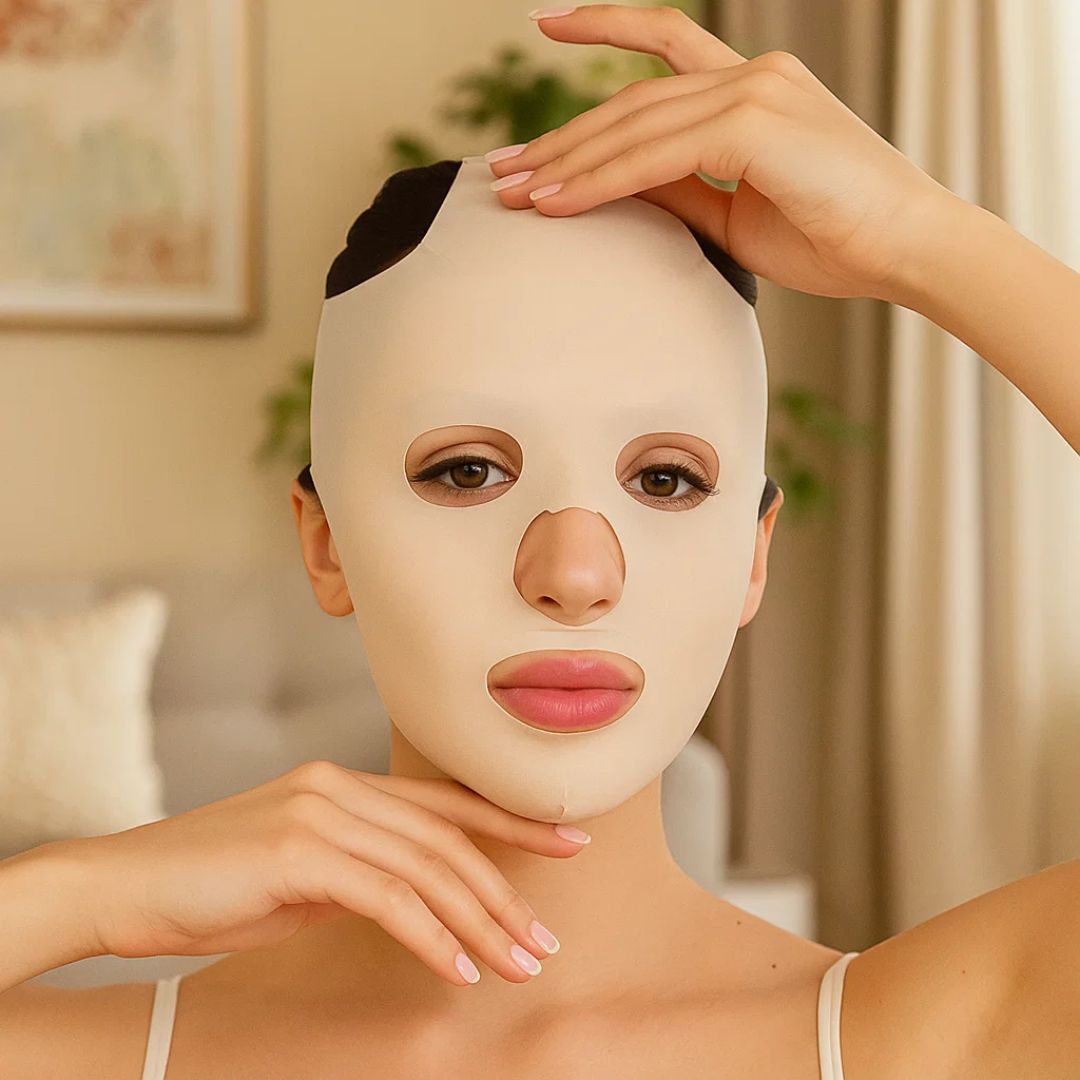 Máscara facial reutilizable para mujeres, efecto tensor. Cuidado antiarrugas nocturno para belleza facial.