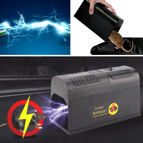 Control eficaz de ratones con trampa eléctrica. Solución no tóxica y segura para eliminar roedores en el hogar.