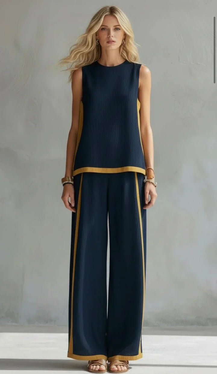 Conjunto de algodón y lino para mujer, transpirable y cómodo, perfecto para primavera-verano.