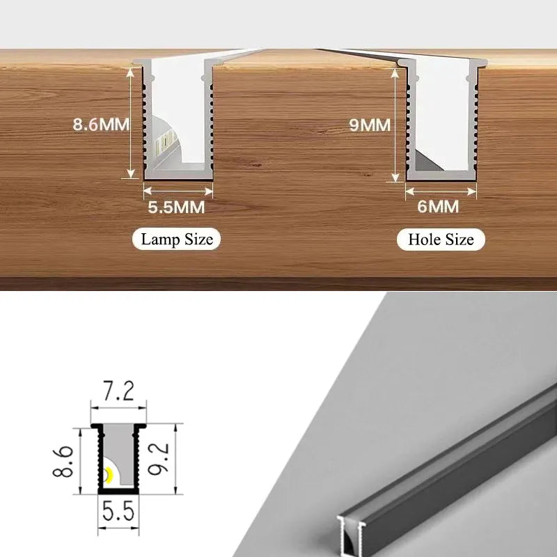 Barra LED de mueble ultra fina. Iluminación personalizable para un hogar moderno y eficiente energéticamente.