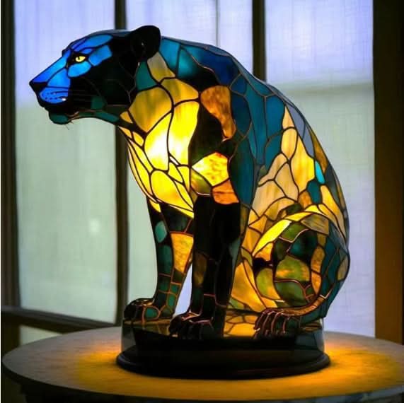 Estatua de perro LED, decoración moderna y funcional para cualquier habitación.