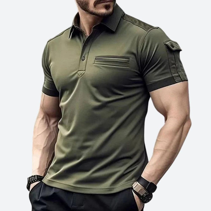 Polo casual de manga corta para hombre, estilo moderno y versátil para moda masculina.
