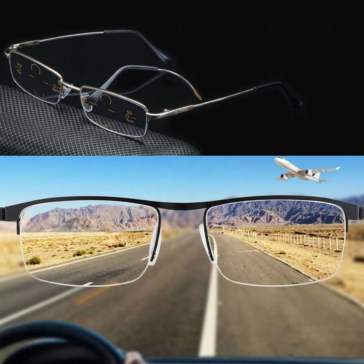Lentes de gafas multifocales unisex con tecnología para bloquear luz azul y protección UV para visión clara.
